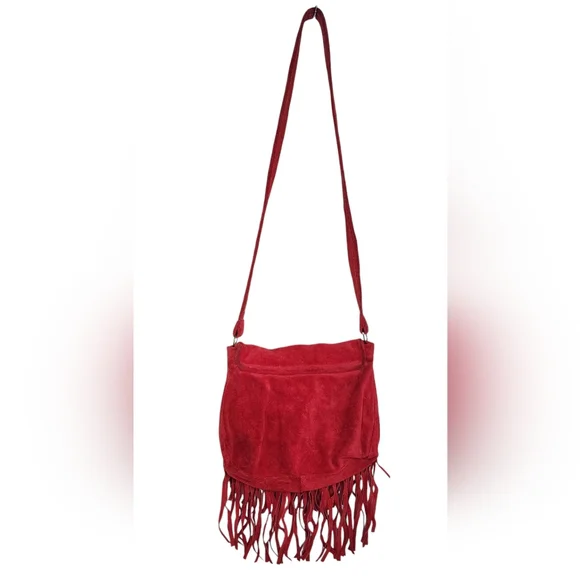 Vtg Suede Leather Fringe Reg Bag Mid Western Sport Togs USA - Picture 4 of 7